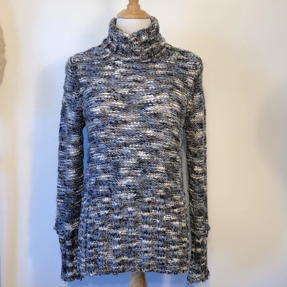TINT-Blue Nubby Chunky Turtleneck Comfy Sweater-Size Large